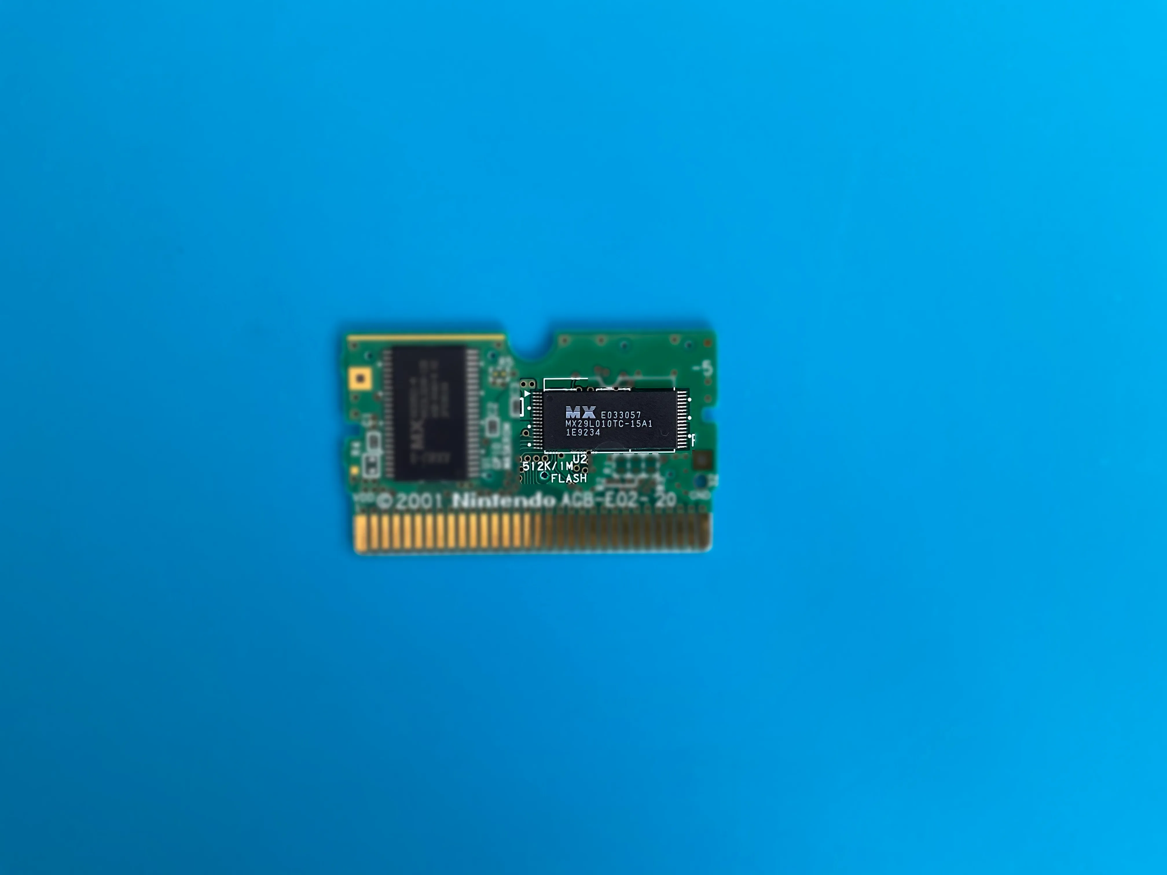 Flash memory chip on a GBA cartridge